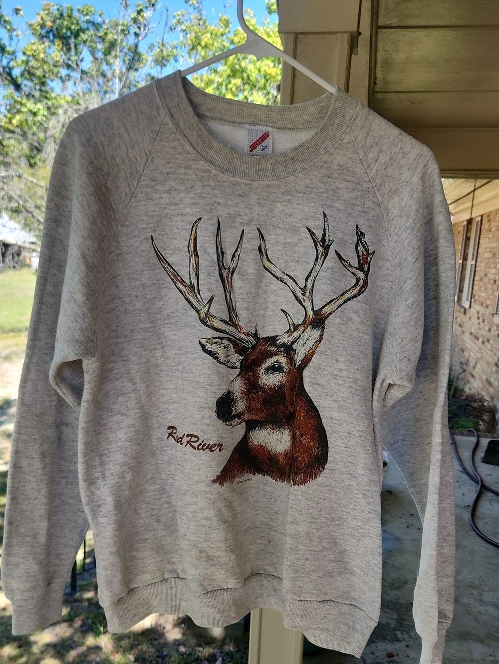 Vintage Jerzees  Gray Crewneck Sweatshirt with Buck XL